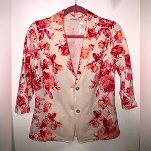 Isaac Mizrahi Women Floral Blazer knit comfy office  church baby shower bridal